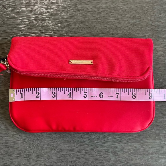 NWT Giorgio Armani Bright Red Fold Over Beauty Purse Wallet - Picture 8 of 10